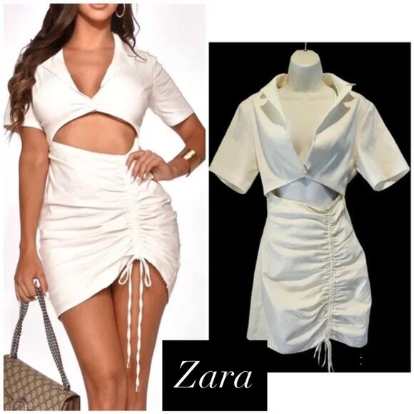 Zara White Cut Out Backless Dress Size Xs NWT - Picture 1 of 8
